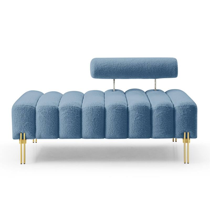 53.2" W Modern Upholstered Entryway Bench with Gold Metal Legs