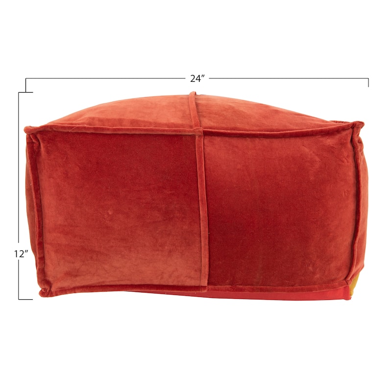 Square Cotton Velvet Pouf Seat
