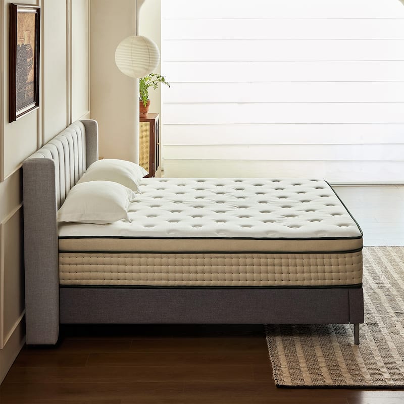 14 Inch Hybrid Mattress Medium Firm Pillow Top Mattress in a Box Comfort Foam for Pressure Relief