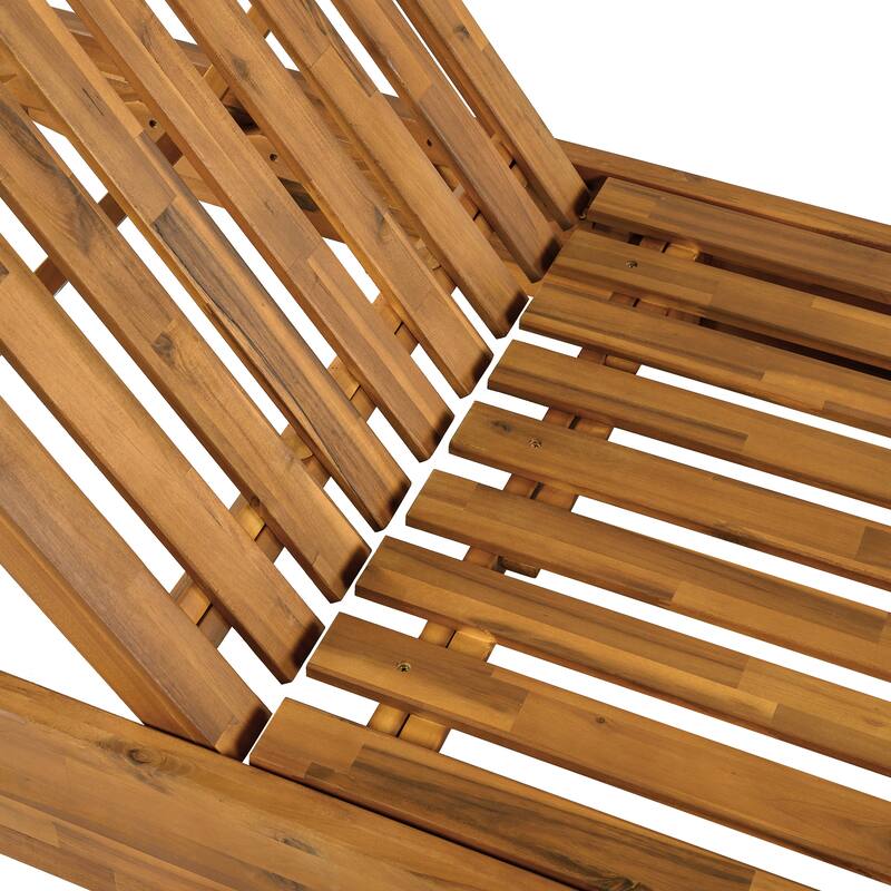 Christopher Knight Home - Outdoor Acacia Wood Chaise Lounge with Ergonomic 3-Fold Water-Repellent Cushion - 79.6"L