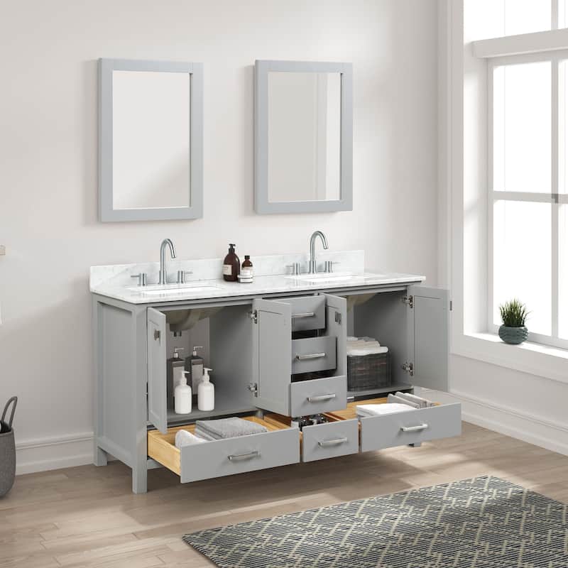 Blossom Geneva 60" Freestanding Bathroom Vanity with Marble Top & Sink