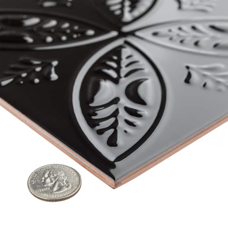 Merola Tile Trend Black 8" x 8" Ceramic Wall Tile