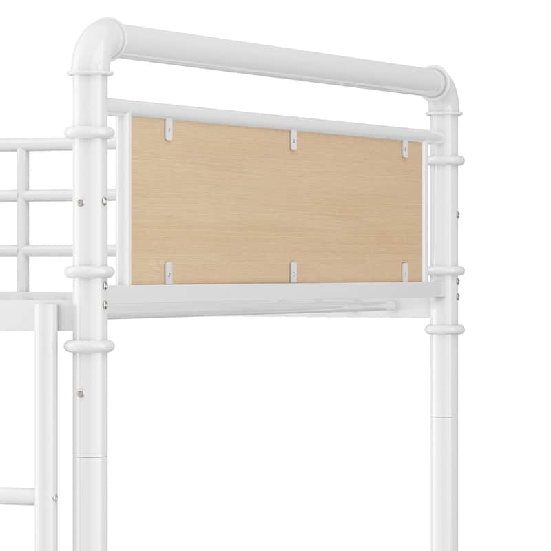 Metal Bunk Bed Retro Bed Frame with Ladder and Guardrail, Industrial Detachable Bunkbeds Convertible to 2 Platform Beds Frame