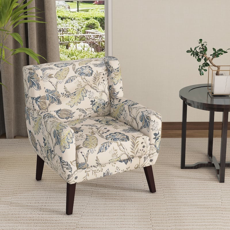 Modern Accent Chair Cotton Linen Upholstered Chair for Living Room