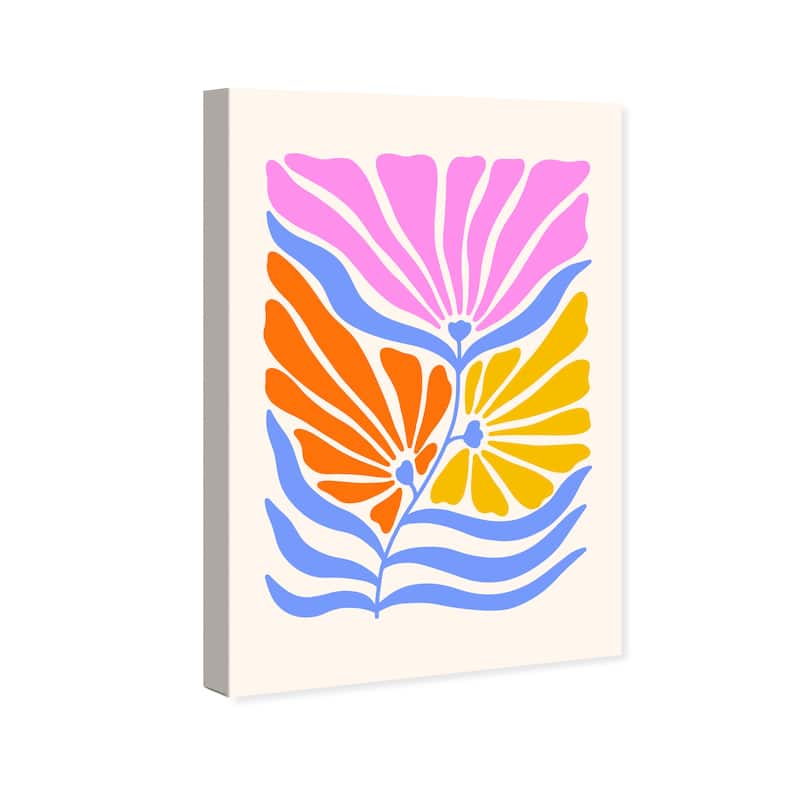 Wynwood Studio Canvas Floral and Botanical Floral Bright Blue and Violet Modern & Contemporary Wall Art Canvas Print