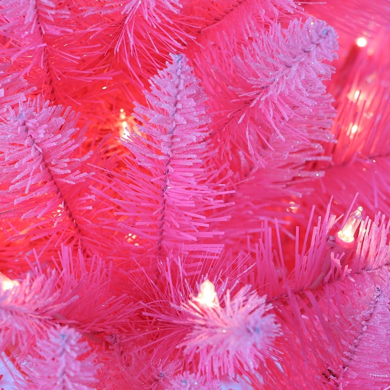 Puleo International 6.5' Pre-Lit Fashion Pink Artificial Christmas Tree - 6.5