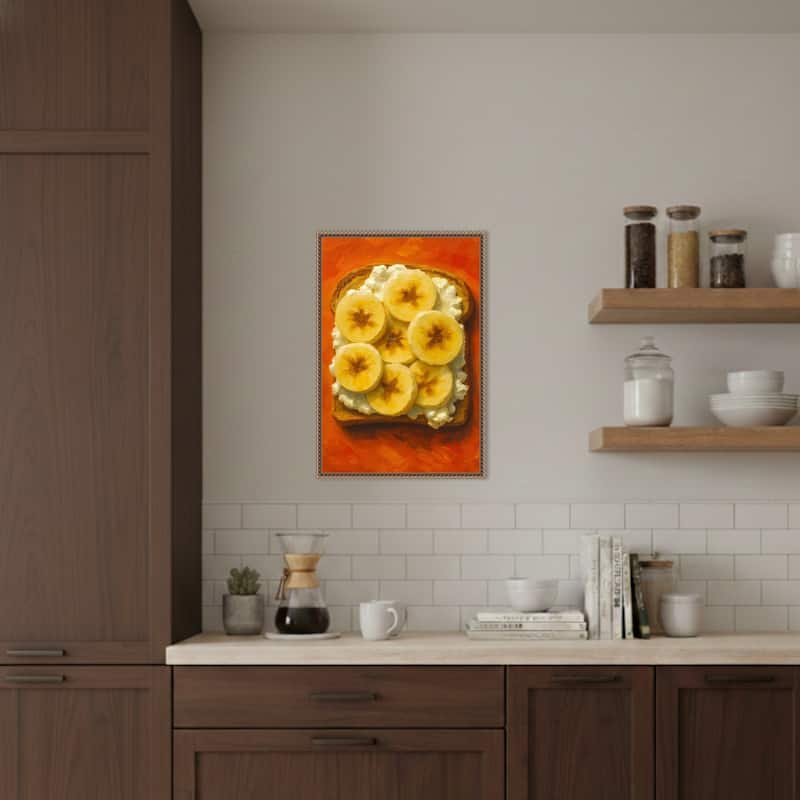 Toast With Cheese and Banana by Hugo Framed Canvas Wall Art Print
