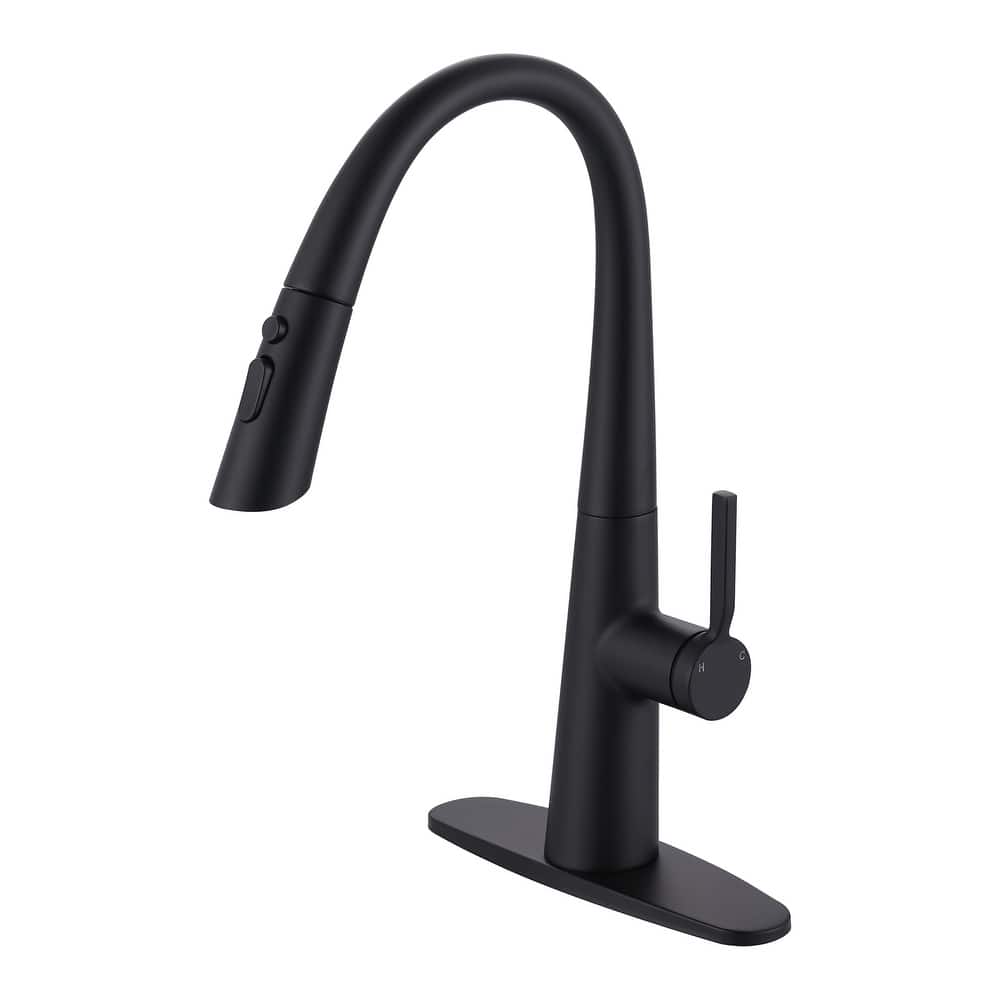 WOWOW 17.7 in. Single Handle Pull Down Sprayer Kitchen Faucet