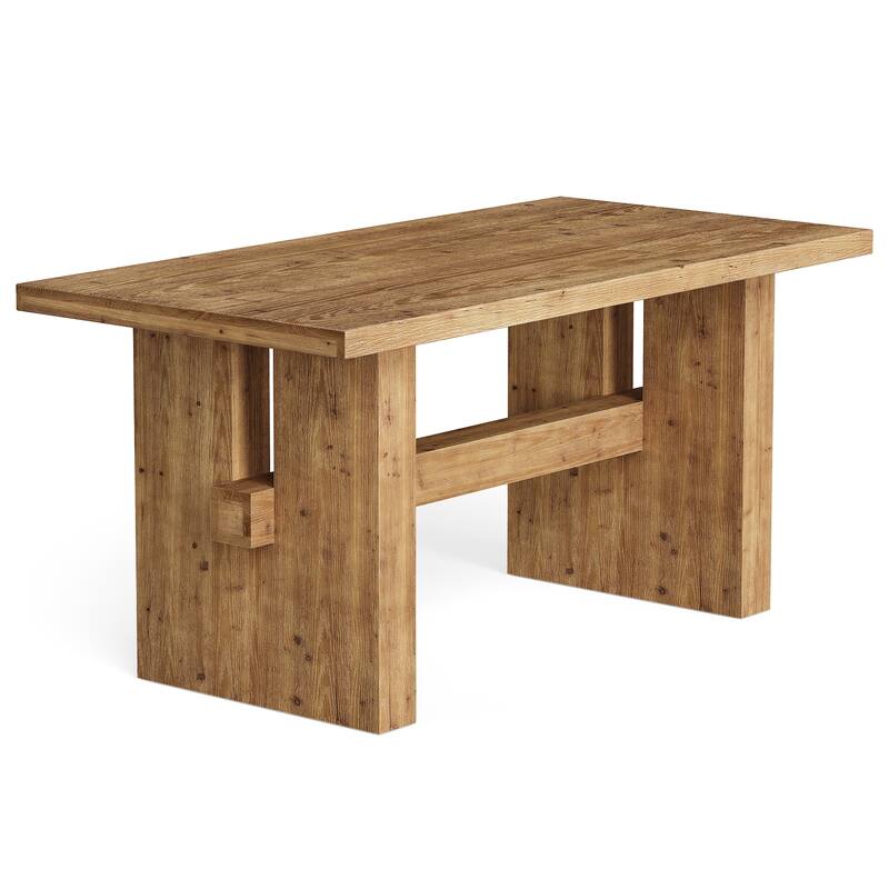 Solid Wood Dining Table, Large Rectangular Kitchen Table for Dining/Living Room