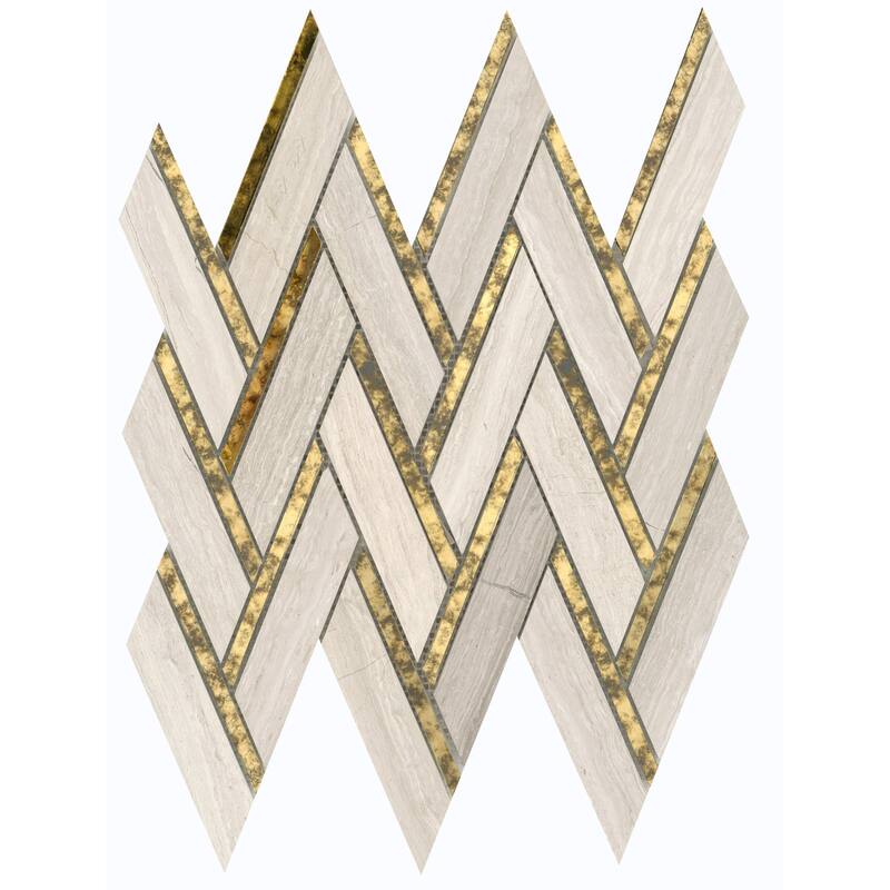 Emser Tile Impulse - 14" x 15" Parallelogram Herringbone Mosaic Floor - Cream