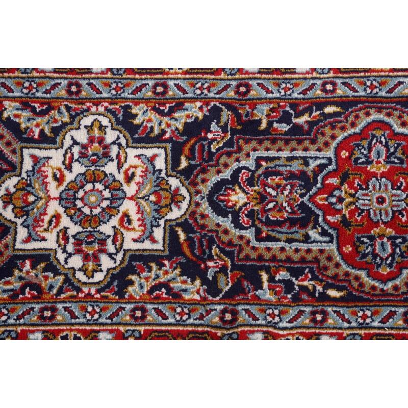 Red Floral Kashan Turkish Rug Machine-Made Bedroom Carpet - 9'7" x 12'9"