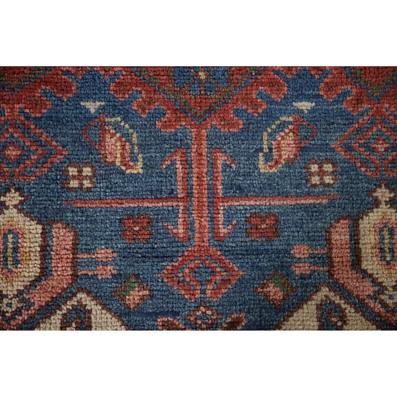 Geometric Red Sirjan Oriental Area Rug Handmade Wool Carpet - 7'11"x 9'11"