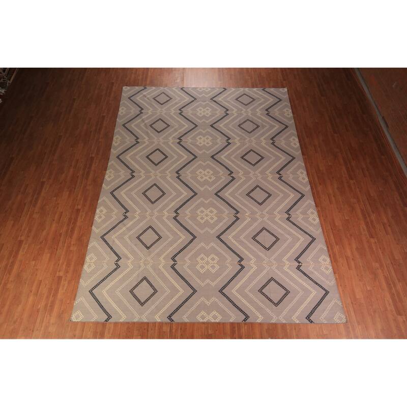 Geometric Kilim Durrie Oriental Large Area Rug Oriental Carpet - 10'7" x 14'6"