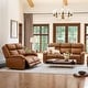 preview thumbnail 2 of 22, Hadlee Genuine leather Reclining Sofa with Multi-Function Console