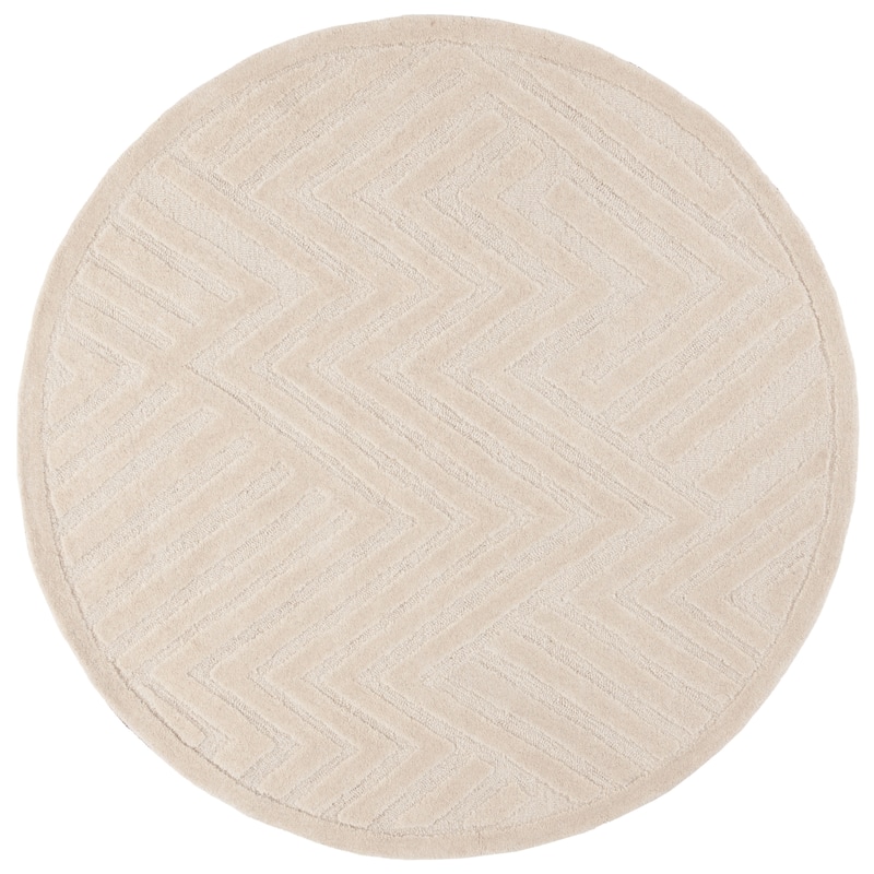 SAFAVIEH Handmade Mykonos Heraclia Wool Rug - 6' Round - Ivory