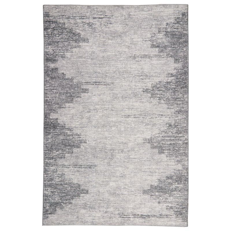 Terra by Obeetee Avalon Diamond Border Rug - Cream/Onyx - 8'10" x 11'9"