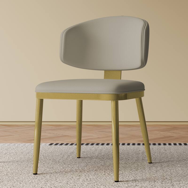 Dining Chairs Set of 2, Modern Design Home Chairs, PU Leather Metal Dining Chairs for Kitchen Dining Room-Grey