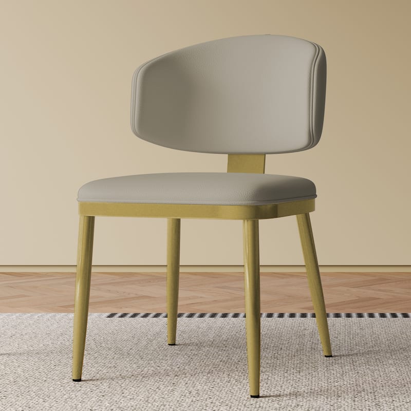 Set of 2 Modern Dining Chairs – Grey PU Leather Upholstery with Metal Frame, Contemporary Design for Kitchen or Dining Room‌