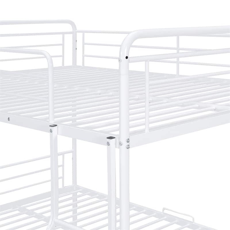 Full XL Over Queen Metal Bunk Bed with Twin Size Trundle