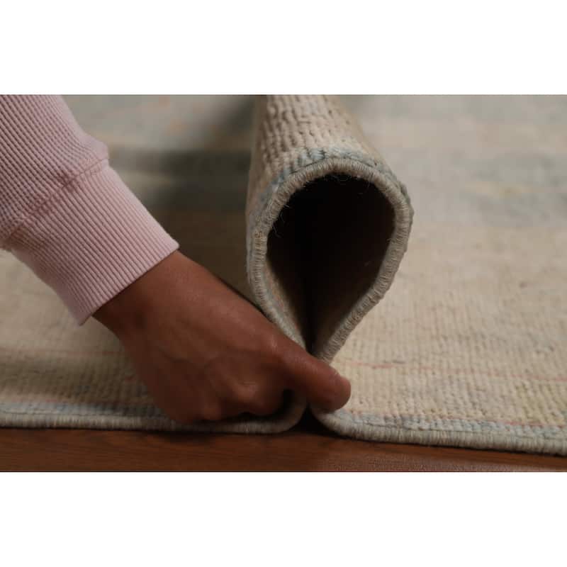 Hand Knotted Oriental 100% Wool Carpet Transitional All-Over Navy Blue & Blues Oushak Area Rug - 12' 5'' X 8' 8''