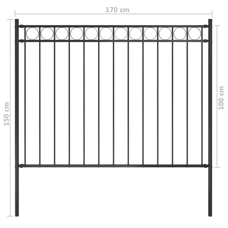 vidaXL Garden Fence Steel 5.9 ft x 2.6/3.3/3.9/4.9 ft Black
