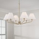 preview thumbnail 2 of 2, 34" W x 22.5" H 6-Light Angular Chandelier with Tapered White Fabric Shades - 34"W x 22.25"H