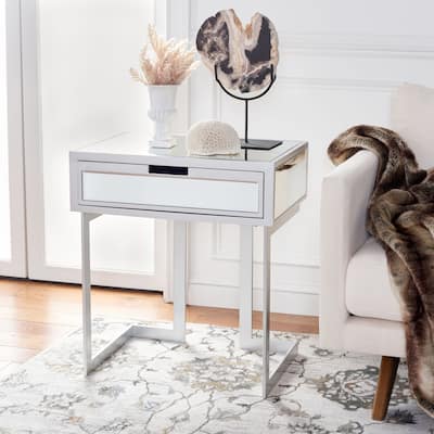 SAFAVIEH Lilo 1 Drawer Mirrored Accent Table - 23" W x 16" D x 26" H