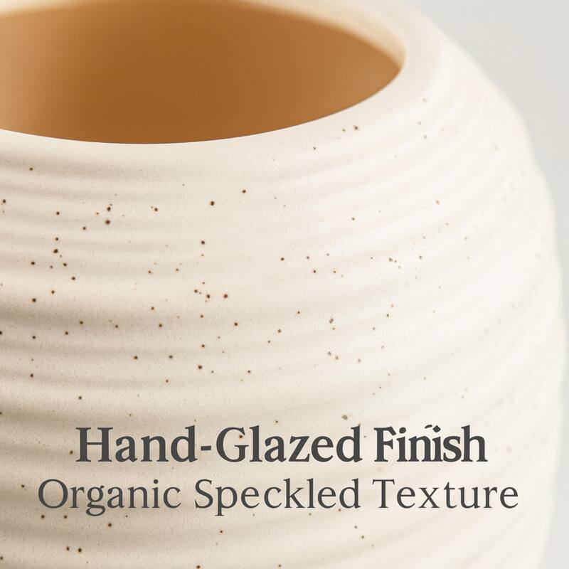 Aria Home Cream Sandstone Set of 2 Tall Speckled Ceramic Table Vases