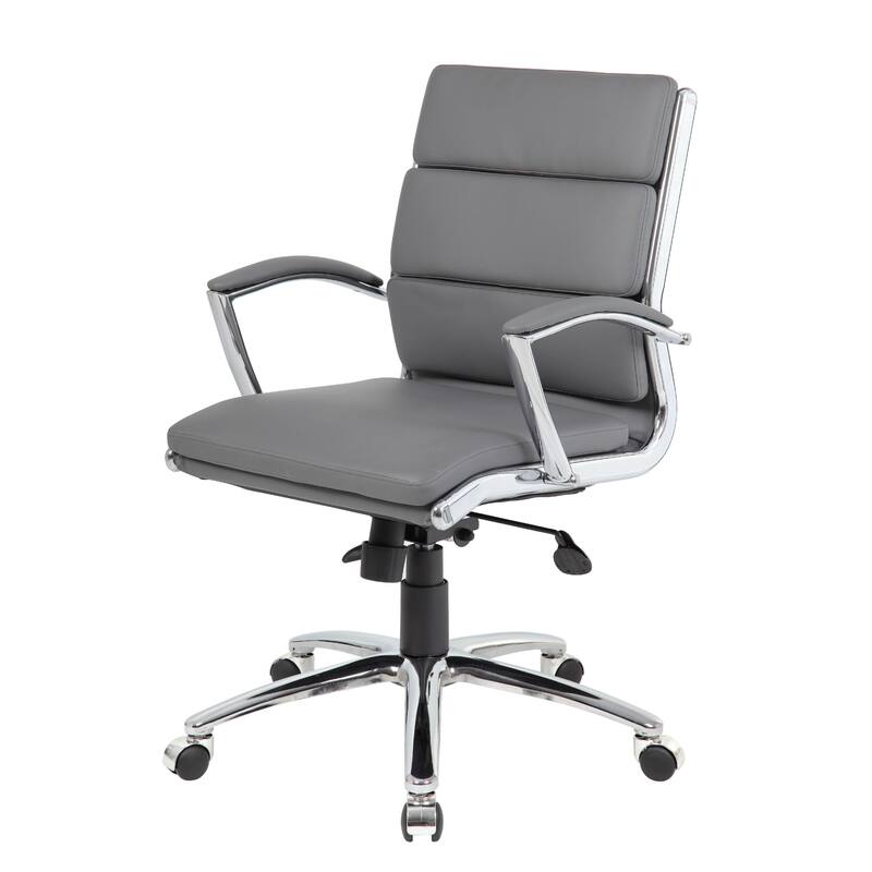 Dave Executive Swivel Chair with Metal Chrome Finish, Gray Vinyl
