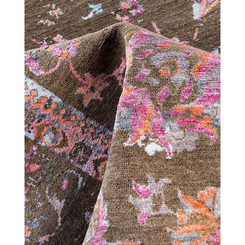 Ikat One-of-a-Kind Handmade Area Rug, Brown - 8' 2" x 9' 10"