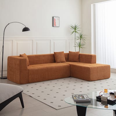 105.5" Polyester L-Shaped Modular Sectional Sofa with Chaise & Tufted Design