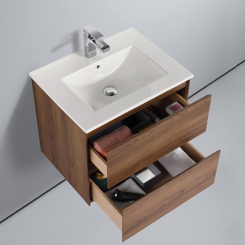 Blossom All Wood Wall Mounted Floating Bathroom Vanity with Sink