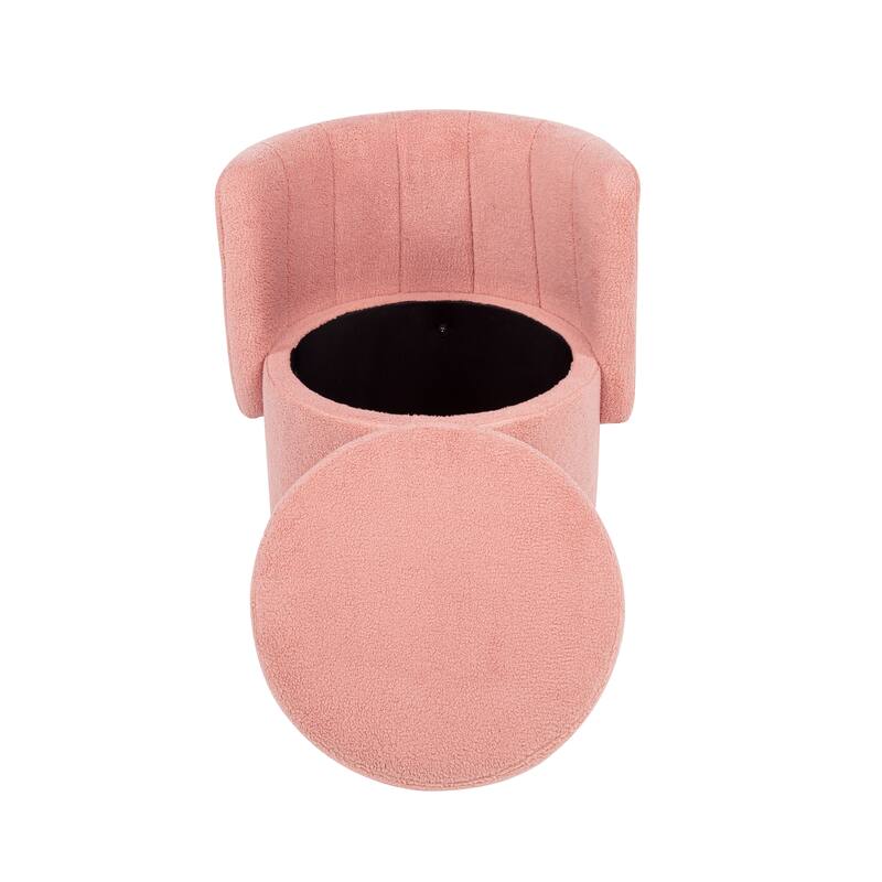 Boucle Swivel Chair with Storage Base