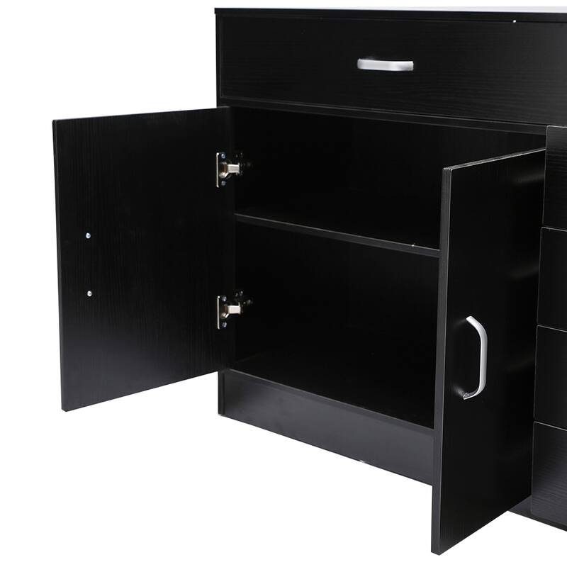 41"Rectangular 7 Compartments 5 Drawers 1 Door Cabinet Black