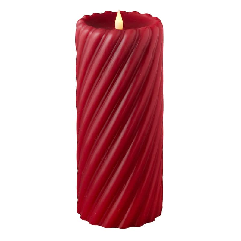 Swirl Motion Flameless Candle 4x10 Red