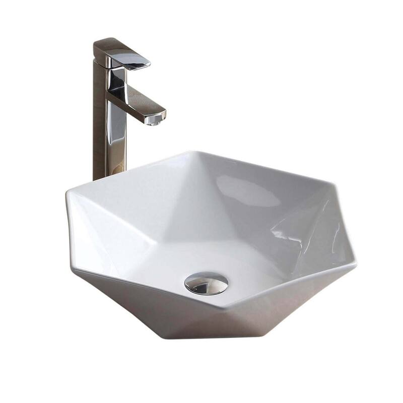Fine Fixtures White Vitreous China Hexagon Vessel Bathroom Sink