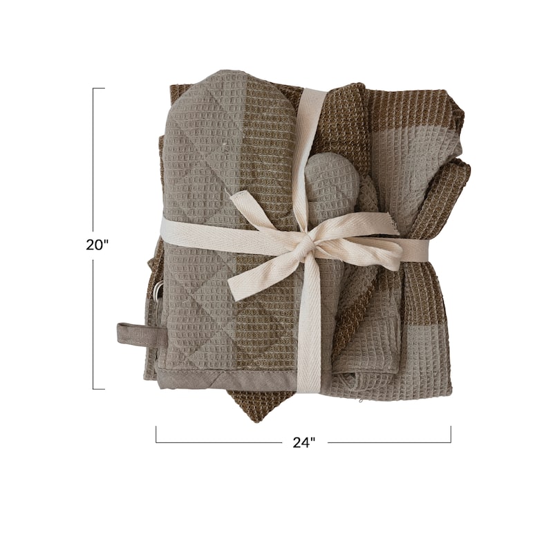 Cotton Child Apron, Chef Hat, and Oven Mitt - 20.0"L x 24.0"W x 0.3"H