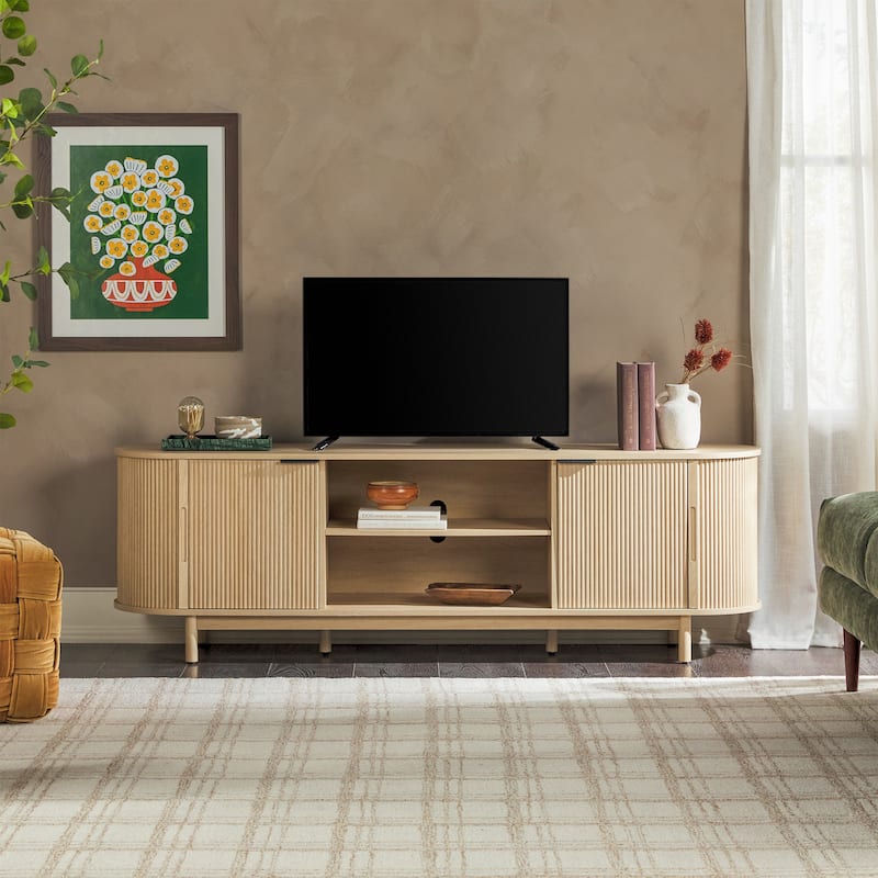 Middlebrook Designs Modern Reeded 70-inch TV Stand with Open Storage - Coastal Oak