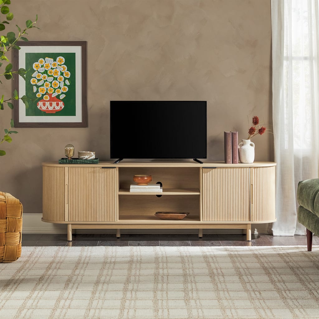 Walker Edison Modern Reeded 70-inch TV Stand with Open Storage