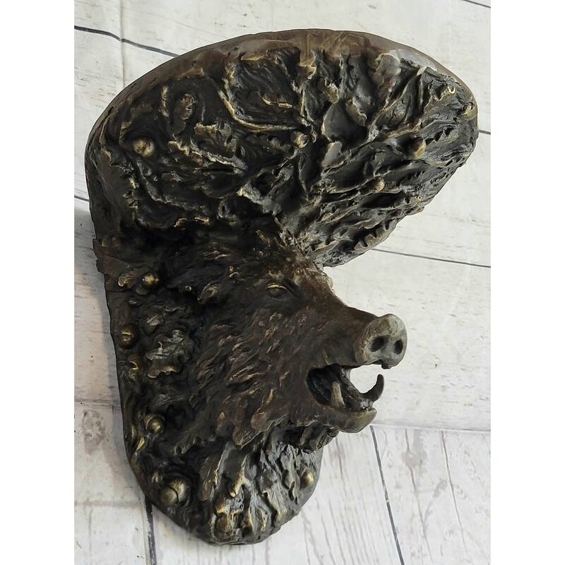 Heavy Solid Cast Bronze Wall Brackets Sconces Shelf Boars Acorns Sculpture Gift