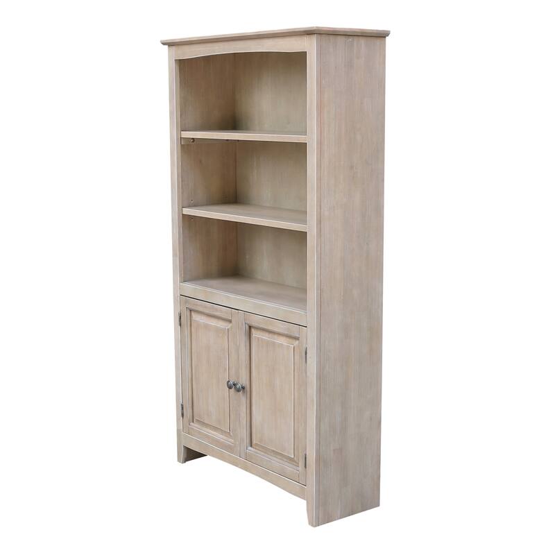 Solid Wood 60" Shaker Bookcase - Washed Gray Taupe