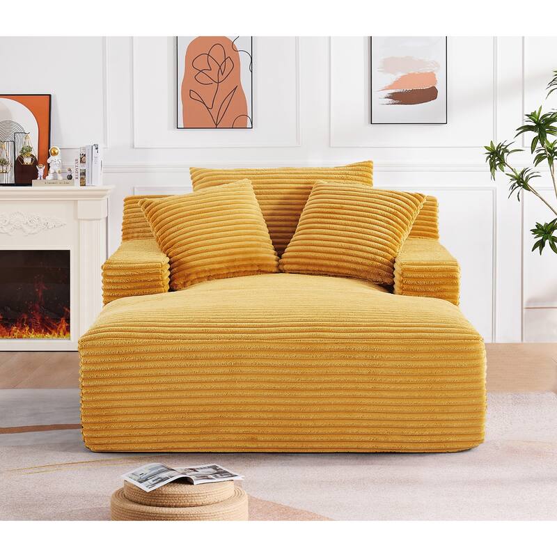 Oversized Corduroy Upholstered Sleeper Sofa Bed Cozy Cloud Chaise
