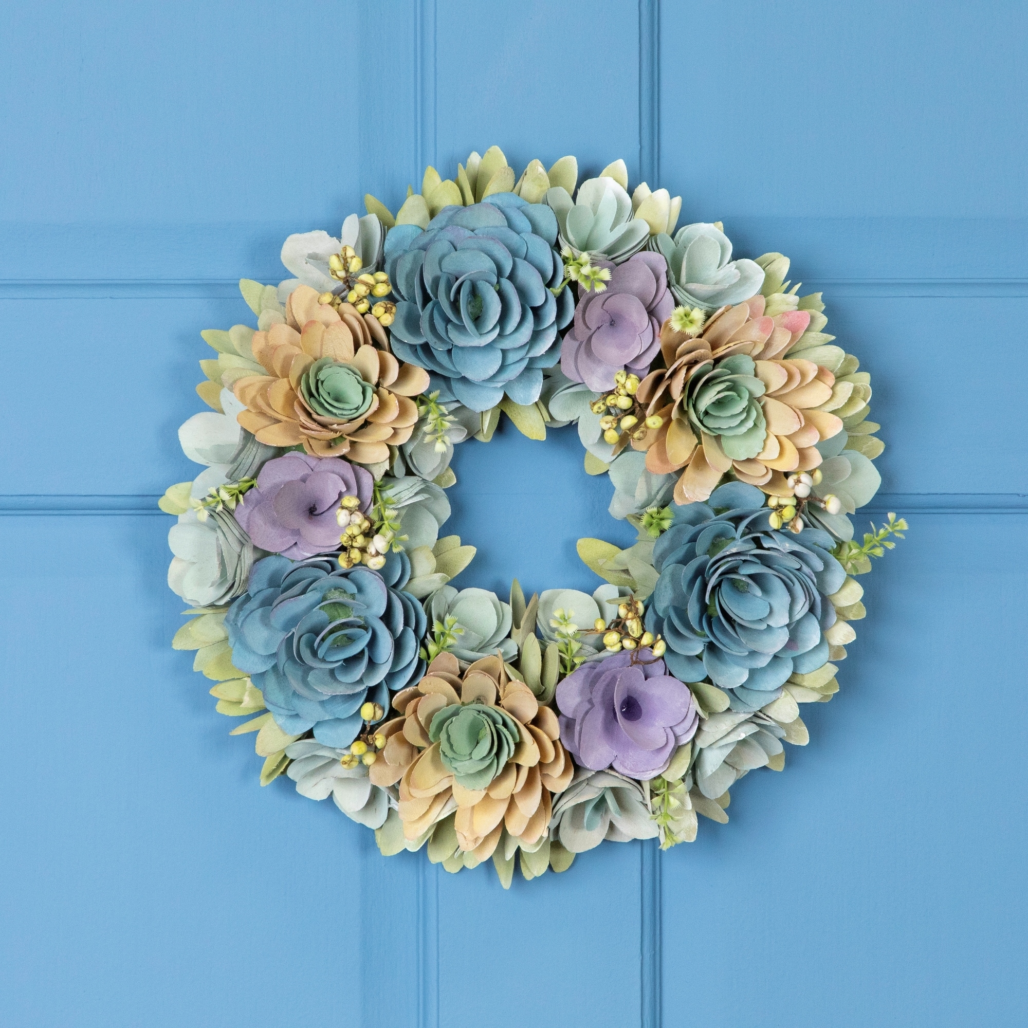 Artificial Floral Wooden Spring Wreath with Seed Pods - 14"