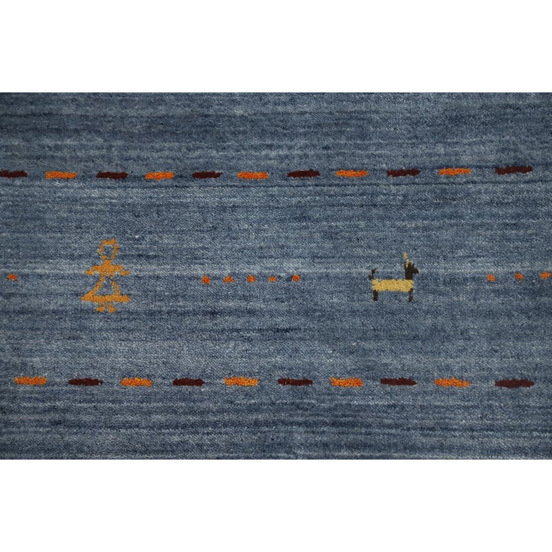 Hand Knotted Oriental 100% Wool Carpet Tribal Animal Pictorial Navy Blue & Blues Gabbeh Area Rug - 9' 10'' X 9' 9''