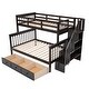 preview thumbnail 7 of 17, Twin over Full Bunk Bed with Drawer, Storage and Guard Rail, Espresso