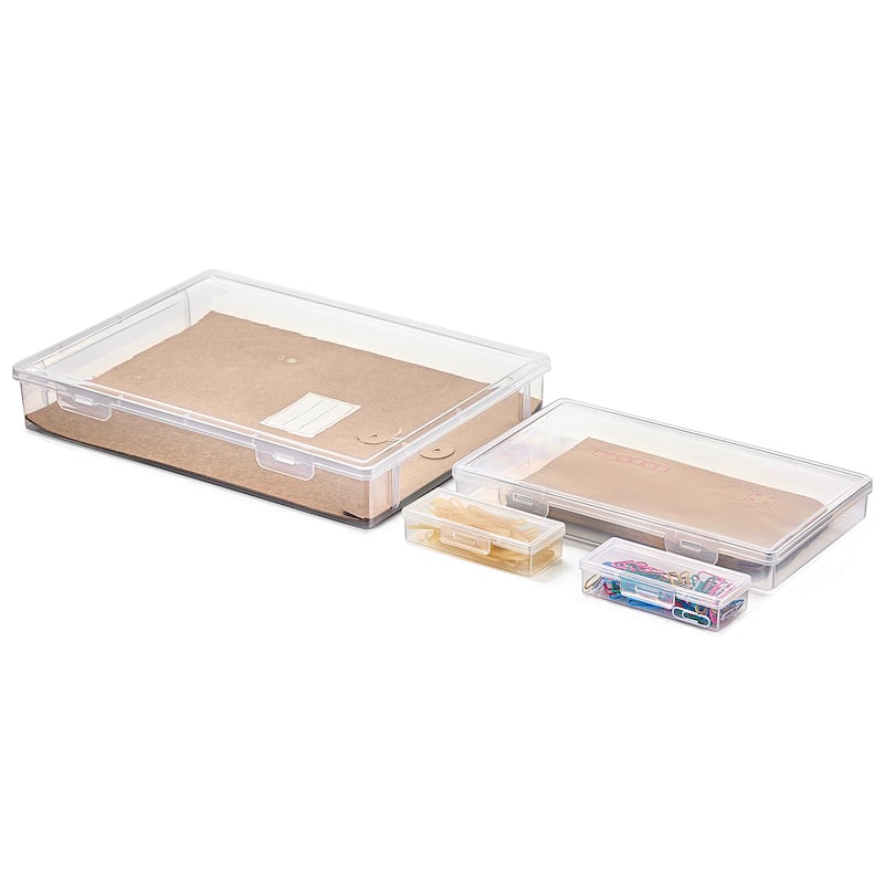 Sorbus Paper and Document Storage Box Set Stackable for Office and Craft Supplies (4 Piece)