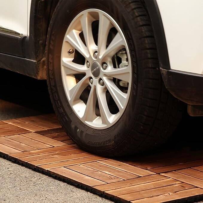 Patio Floor Tiles Pack of 22 WPC Wood-Plastic Composite Patio Deck Tiles DIY Interlocking Decking Tiles-11.8" ASH