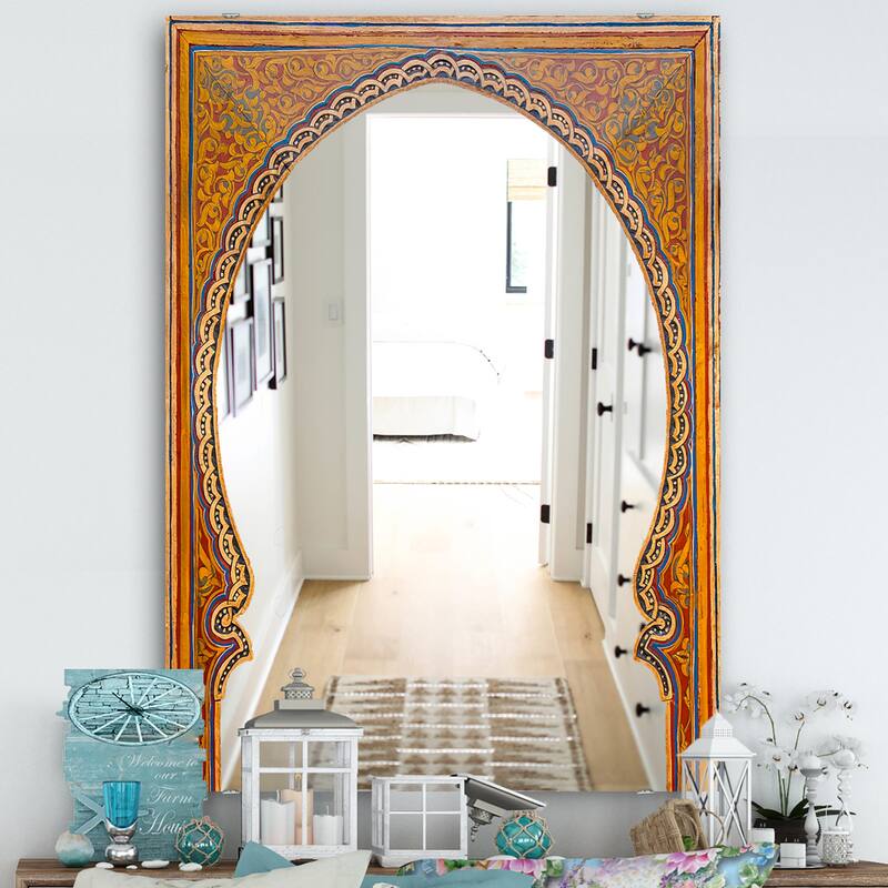 Designart 'Ancient Door Morroco' Traditional Mirror - Large Printed Wall Mirror