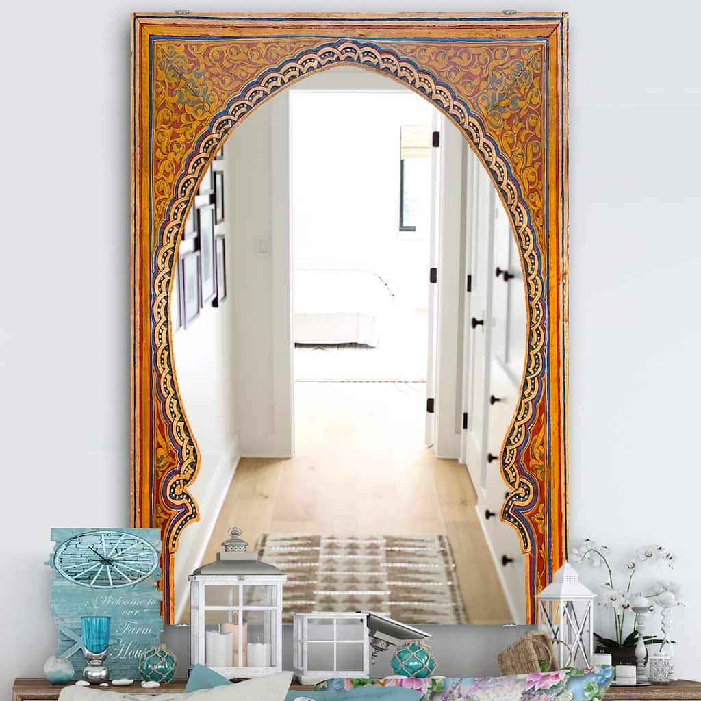 Designart 'Ancient Door Morroco' Traditional Mirror - Large Printed Wall Mirror