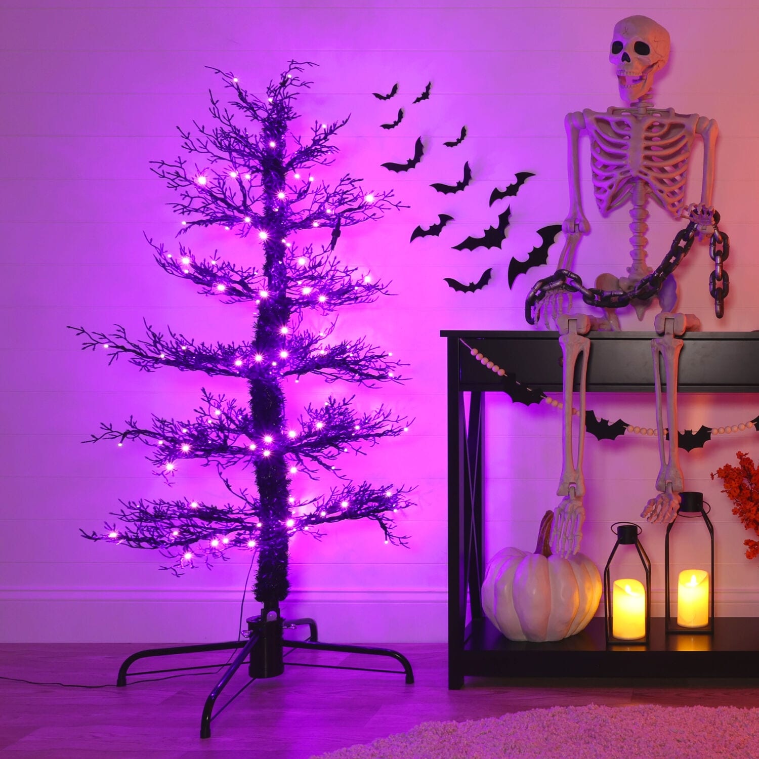 Haunted Hill Farm 5.0-Ft. Dancing Halloween Tree with Purple LED Lights and Sound